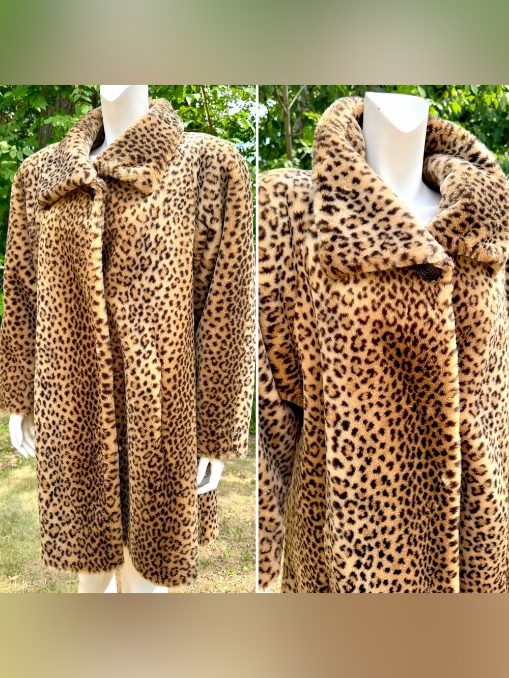 Vintage FAUX LEOPARD FUR Coat Teddy Bear Jacket 1980s 1990s M Donnybrook Short